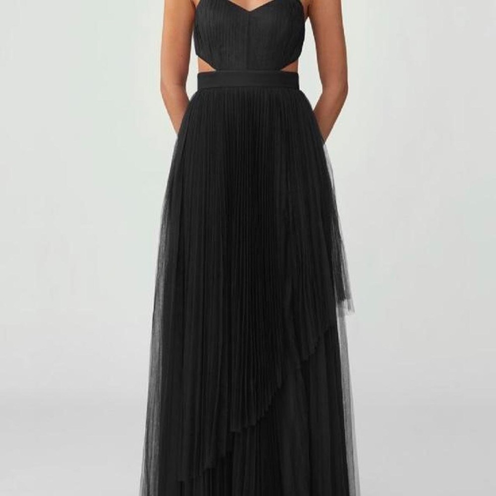 Fame and Partners Pleated Cut Out Gown light-georgette fabric | pale blue